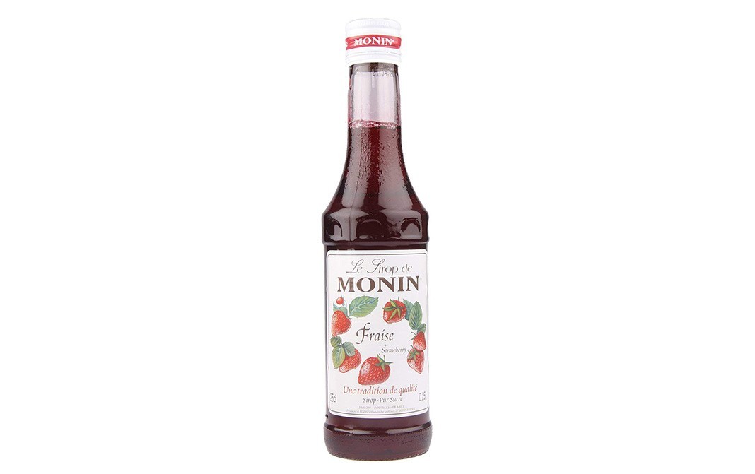 Monin Fraise Strawberry Syrup    Glass Bottle  250 millilitre